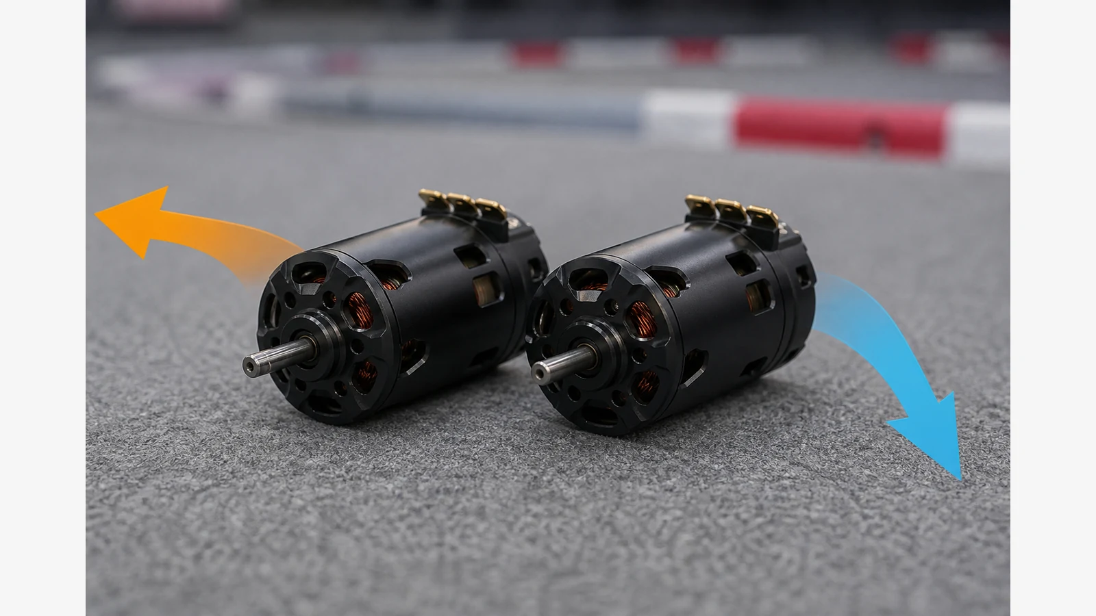 Side-by-side 10.5T and 13.5T 540 RC drift motors illustrating turn-count choice